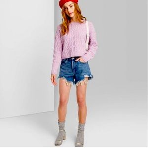 Women's High-Rise Frayed Jean Shorts - Wild Fable™ Dark Wash 14